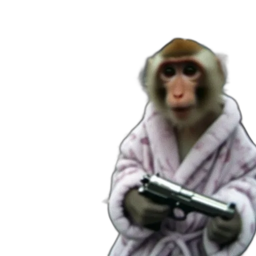 animal, weapon, jacket, staff, concept art, 3d render, photorealistic, monkey transparent PNG cut-out