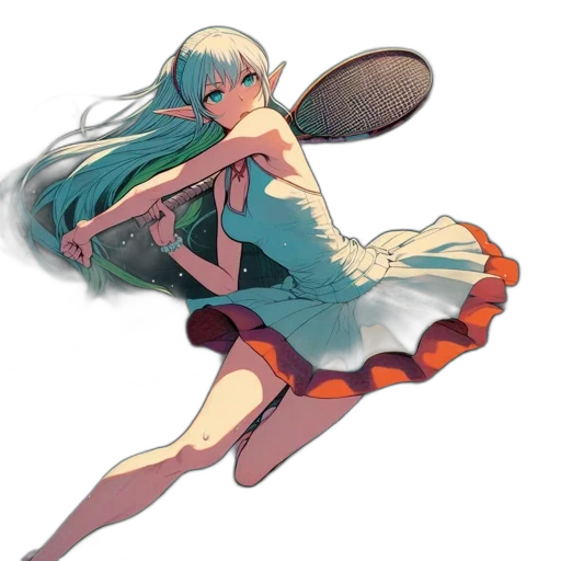 dress, staff, weapon, creature, concept art, anime, pixel art, vaporwave transparent PNG cut-out