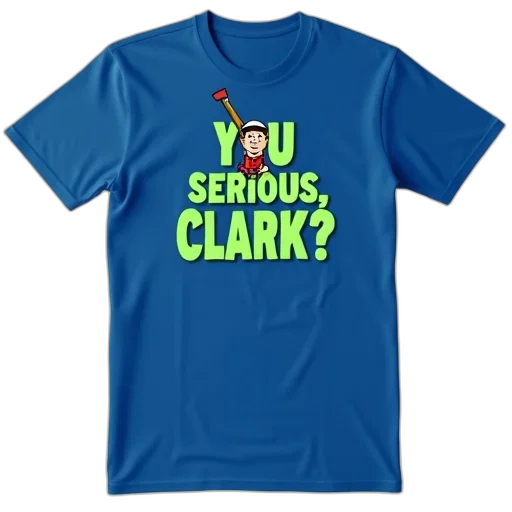 blue, t-shirt, phrase, serious, clark, printed, green, color transparent PNG cut-out