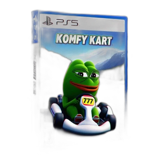 concept art, 3d render, pixel art, cartoon, frog, mascot, drives, his transparent PNG cut-out