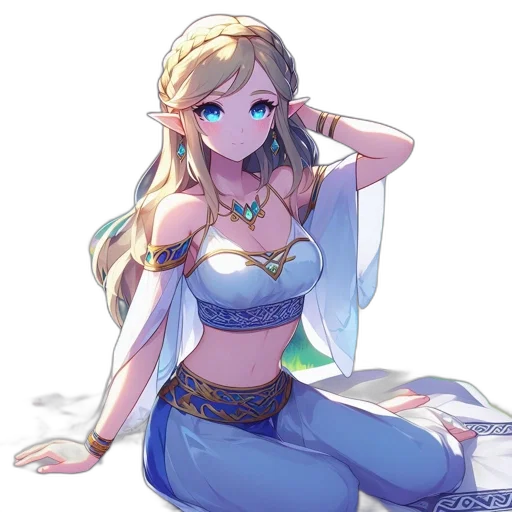 dress, crown, jewelry, staff transparent PNG cut-out