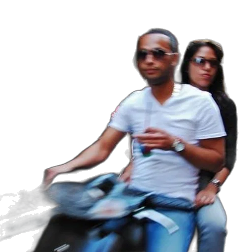jacket, car, photorealistic, man, woman, ride, scooter, front transparent PNG cut-out