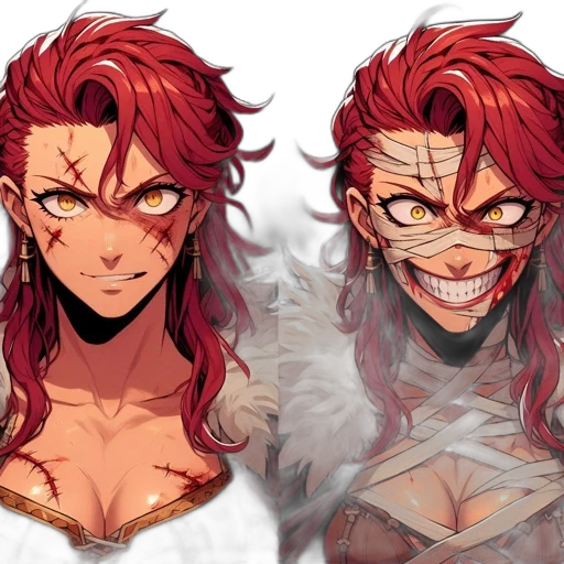 mask, face, concept art, anime, fantasy art, pixel art, red, dark transparent PNG cut-out