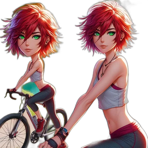 concept art, anime, fantasy art, cyberpunk, neon, red, colorful, green transparent PNG cut-out