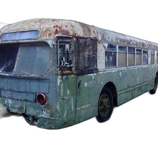 car, 3d render, concept art, photorealistic, old, rusted, bus, missing transparent PNG cut-out