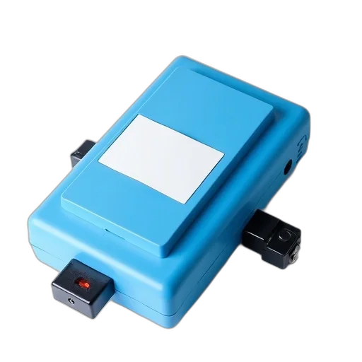 robot, blue, electronic, device, white, label, side, placed transparent PNG cut-out