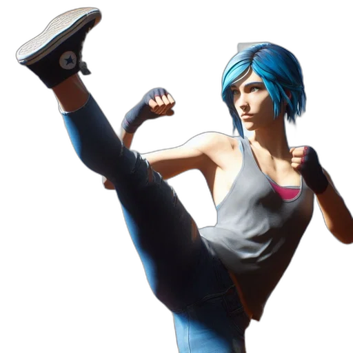 weapon, shoes, concept art, 3d render, pixel art, comic book art, blue, woman transparent PNG cut-out
