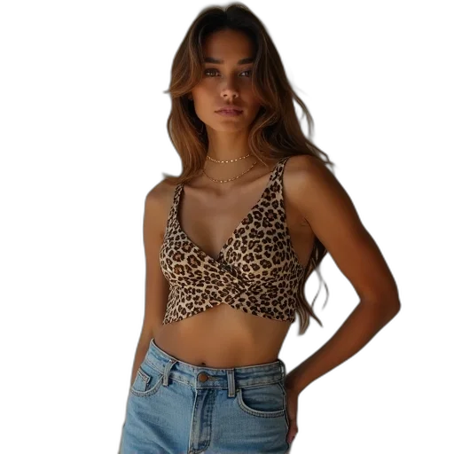jacket, jewelry, woman, leopard transparent PNG cut-out