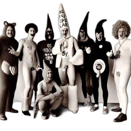 staff, hair, mask, outer space, seven, men, diverse, colorful transparent PNG cut-out