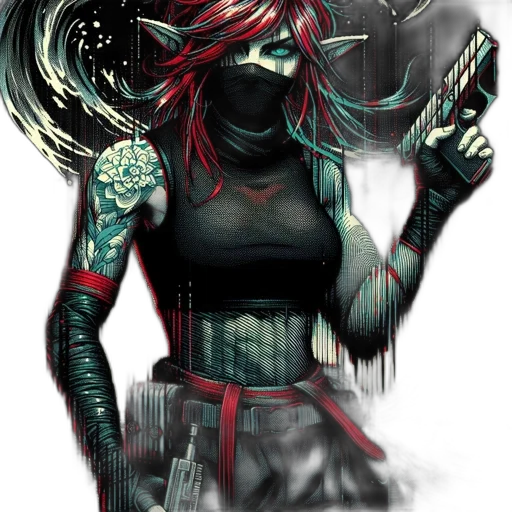 mask, jacket, robot, face, cyberpunk, comic book art, concept art, fantasy art transparent PNG cut-out