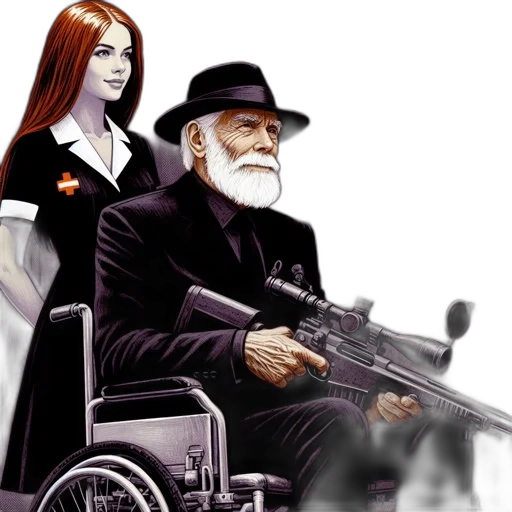 concept art, comic book art, pixel art, cyberpunk, woman, long, red, hair transparent PNG cut-out