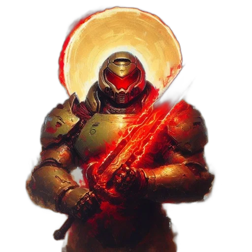 sword, robot, weapon, concept art, fantasy art, pixel art, comic book art, red transparent PNG cut-out
