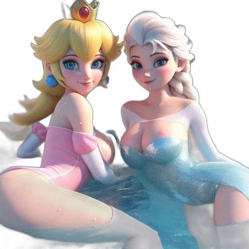 crown, dress, 3d render, concept art, fantasy art, pixel art, underwater, snow transparent PNG cut-out