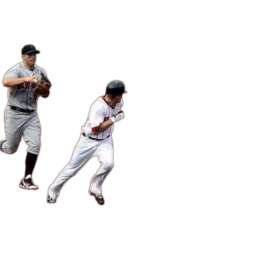 baseball, player, runs, bases, while, another, chases, him transparent PNG cut-out