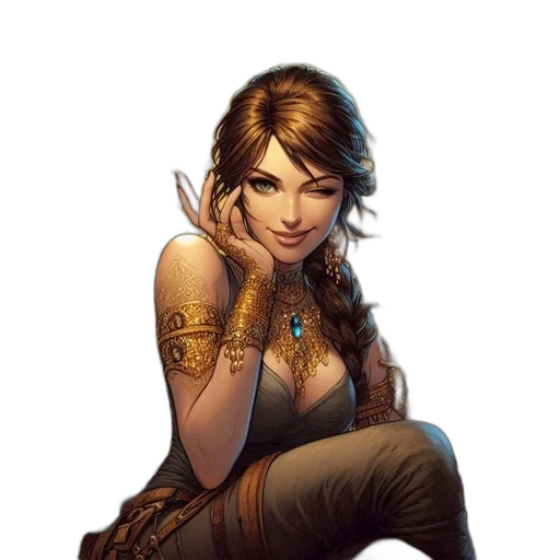 jewelry, staff, fantasy art, comic book art, concept art, pixel art, golden, earth tones transparent PNG cut-out