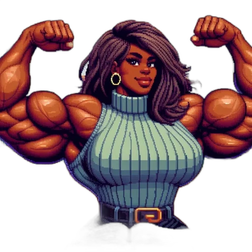 dress, weapon, pixel art, comic book art, concept art, cartoon, muscular, woman transparent PNG cut-out