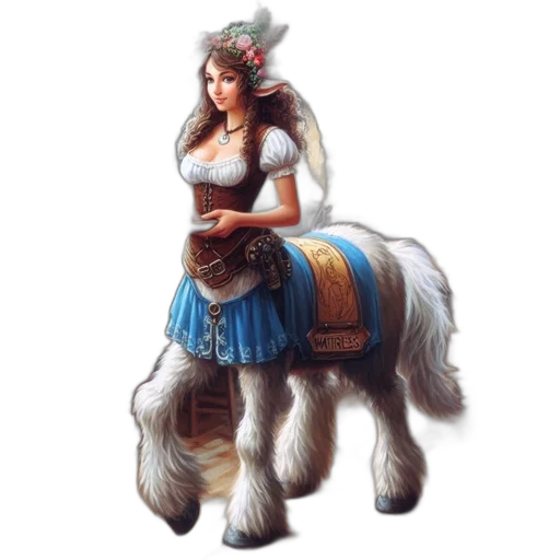 animal, dress, staff, fantasy art, concept art, pixel art, photorealistic, female transparent PNG cut-out