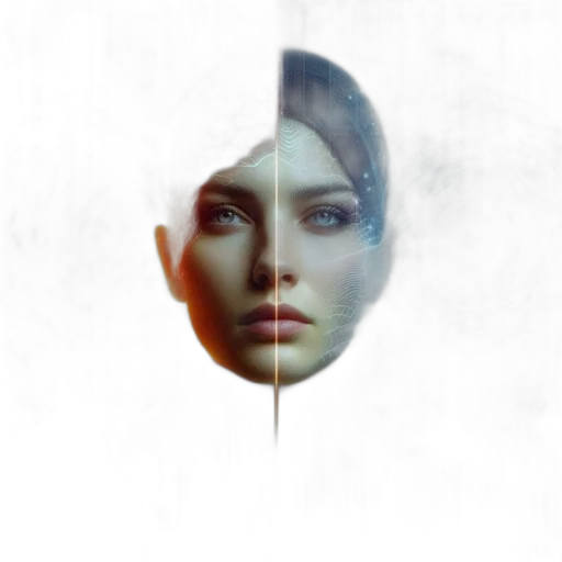 face, mask, robot, photorealistic, concept art, 3d render, fantasy art, outer space transparent PNG cut-out