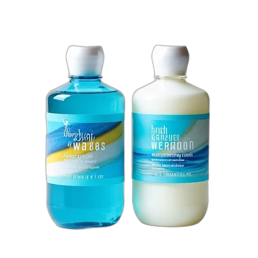 bottle, two, bottles, mediterranean, blue, waters, shower, gel transparent PNG cut-out