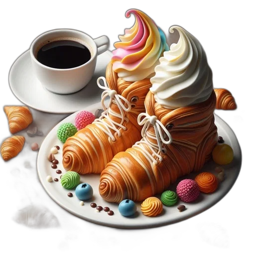 food, photorealistic, 3d render, whimsical, artwork, presents, pair, shoes transparent PNG cut-out