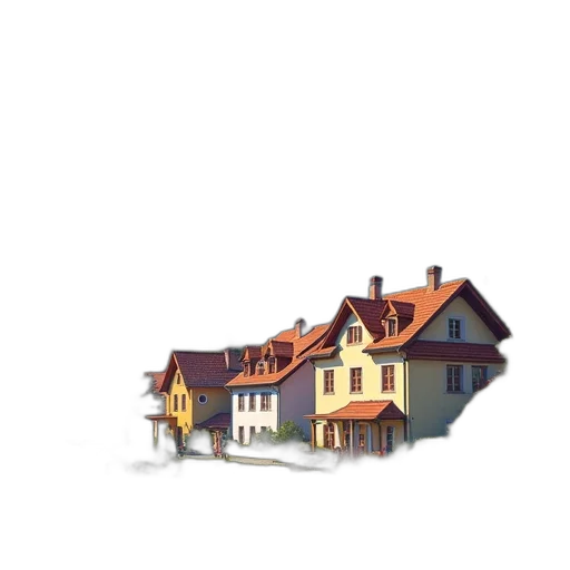 building, furniture, umbrella, car, concept art, pixel art, watercolor, 3d render transparent PNG cut-out