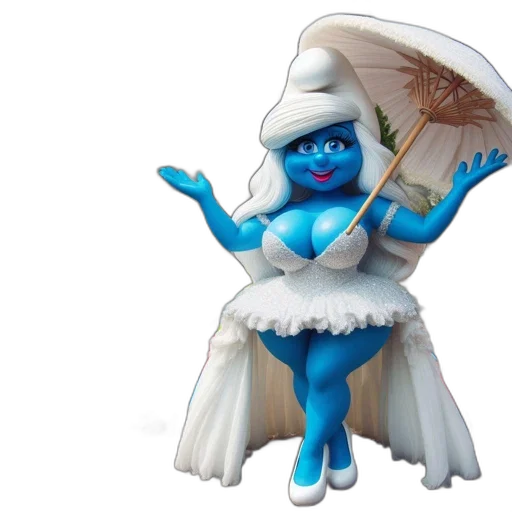 dress, staff, umbrella, concept art, 3d render, fantasy art, blue, smurf transparent PNG cut-out