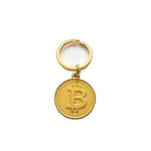 jewelry, gold, coin, keychain, white, background transparent PNG cut-out