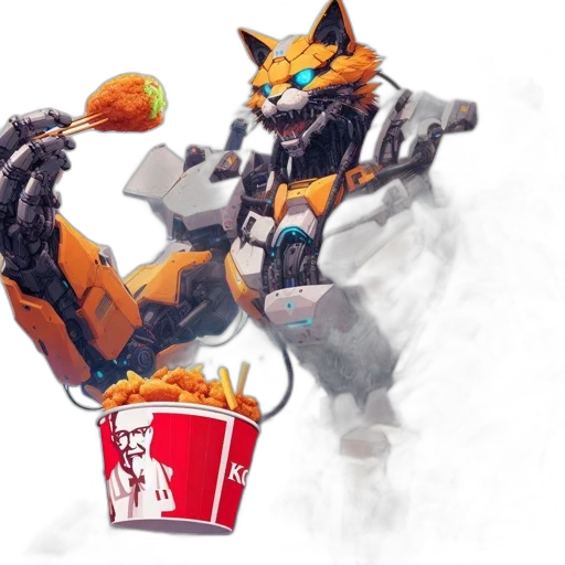 food, robot, concept art, 3d render, pixel art, fantasy art, fire, futuristic transparent PNG cut-out