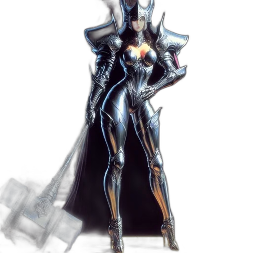 robot, dress, weapon, crown, concept art, fantasy art, comic book art, cyberpunk transparent PNG cut-out