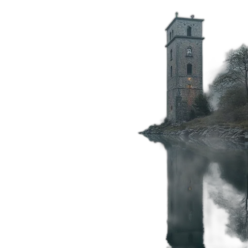 building, sword, dress, tree, photorealistic, concept art, 3d render, fantasy art transparent PNG cut-out