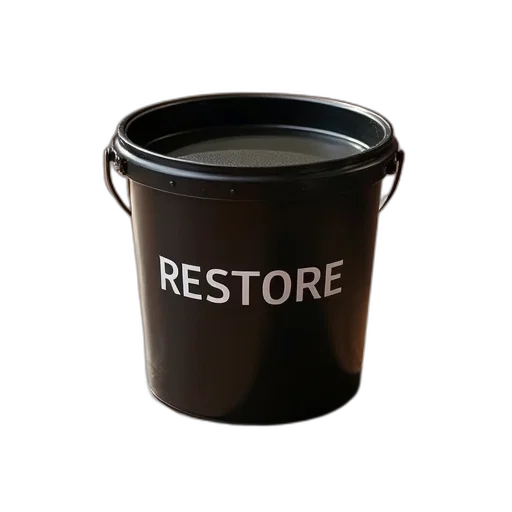 furniture, 3d render, photorealistic, black, plastic, bucket, word, restore transparent PNG cut-out