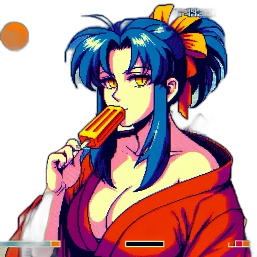 jacket, staff, weapon, vaporwave, pixel art, cyberpunk, anime, neon lights transparent PNG cut-out