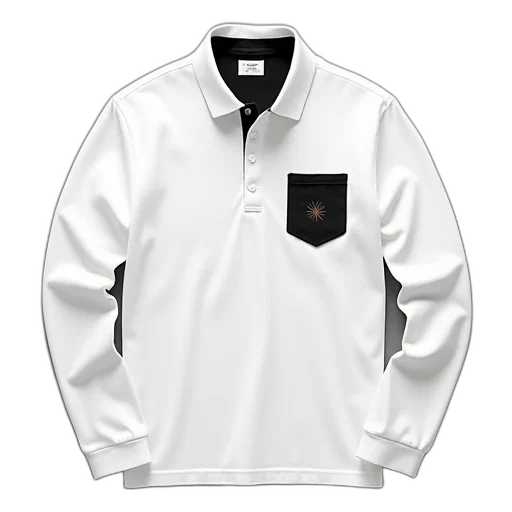 jacket, 3d render, monochrome, white, long, sleeve, polo, shirt transparent PNG cut-out