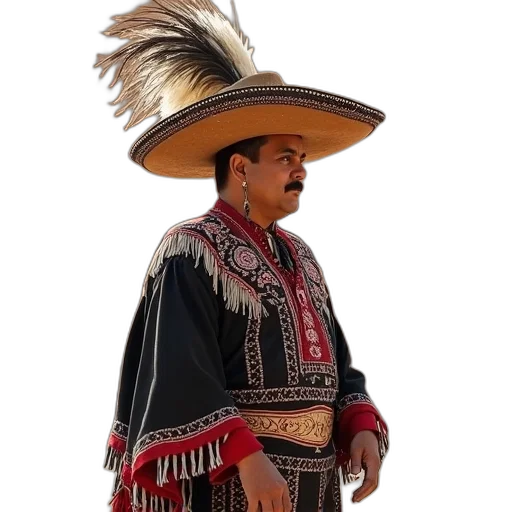 hat, staff, jacket, mask, 3d render, photorealistic, concept art, person transparent PNG cut-out