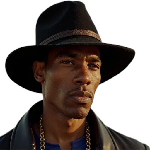 hat, face, staff, jacket transparent PNG cut-out