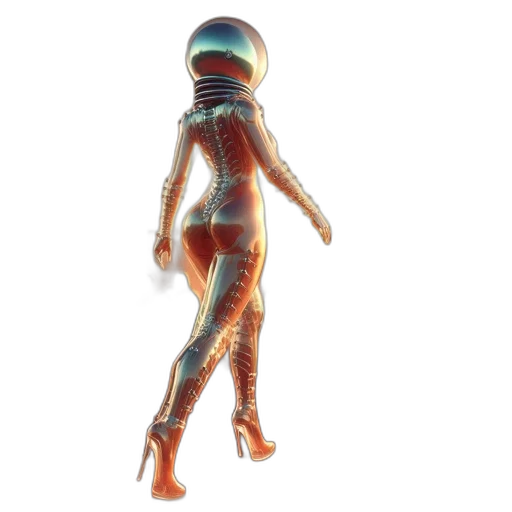 robot, creature, dress, staff, concept art, 3d render, cyberpunk, vaporwave transparent PNG cut-out