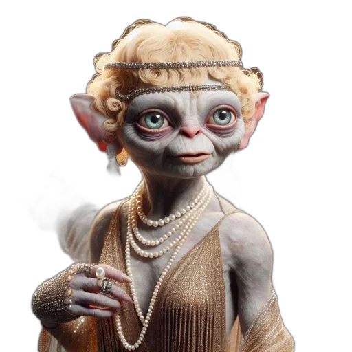 jewelry, staff, creature, dress, 3d render, photorealistic, fantasy art, concept art transparent PNG cut-out