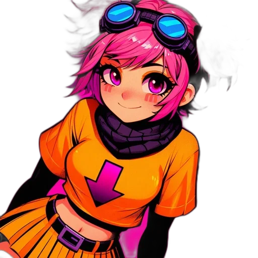 jacket, staff, weapon, face, anime, pixel art, concept art, cyberpunk transparent PNG cut-out