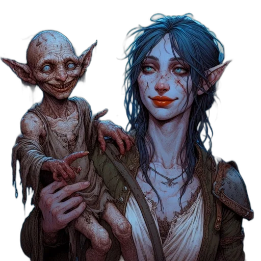 face, creature, concept art, fantasy art, comic book art, photorealistic, blue, dark transparent PNG cut-out