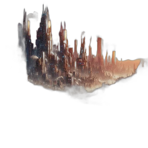 crown, building, dragon, concept art, fantasy art, watercolor, 3d render, fog transparent PNG cut-out