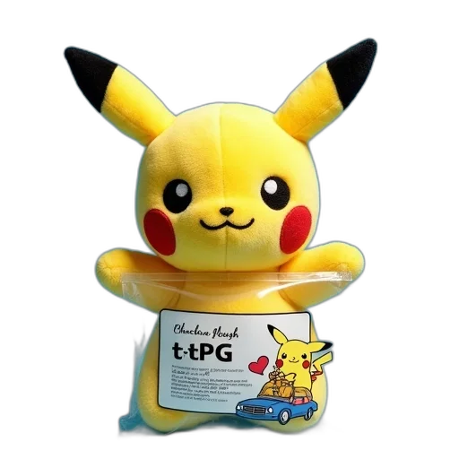 animal, creature, staff, 3d render, concept art, pikachu, plush, toy transparent PNG cut-out