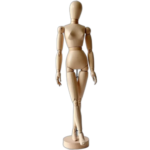 dress, jewelry, staff, robot, 3d render, wooden, mannequin, natural transparent PNG cut-out