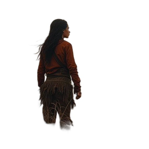 hair, jacket, staff, animal transparent PNG cut-out