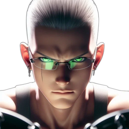 face, robot, mask, cyberpunk, comic book art, concept art, anime, green transparent PNG cut-out