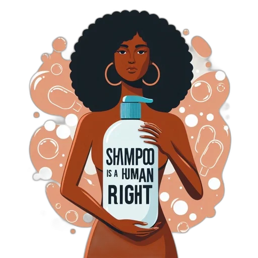 woman, large, afro, shampoo, human, right, bottle, holds transparent PNG cut-out