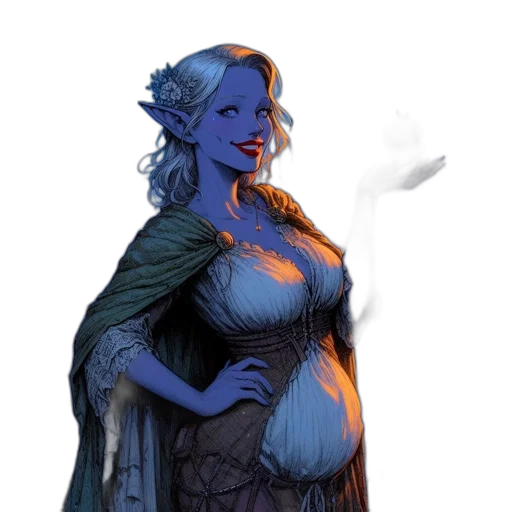 dress, concept art, fantasy art, pixel art, comic book art, blue, fantasy, scene transparent PNG cut-out