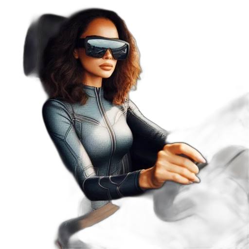 mask, robot, comic book art, concept art, fantasy art, cartoon, woman, futuristic transparent PNG cut-out