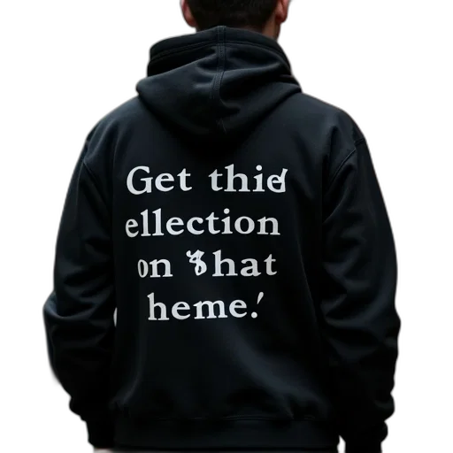 jacket, 3d render, cyberpunk, man, wearing, black, hoodie, quote transparent PNG cut-out