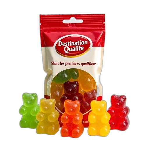 food, colorful, pack, destination, qualite, gummy, bears, red transparent PNG cut-out