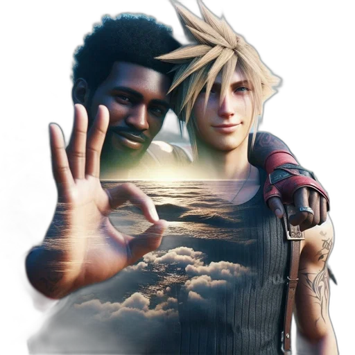 concept art, fantasy art, 3d render, photorealistic, two, men, tattoos, stand transparent PNG cut-out